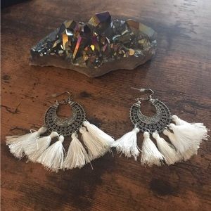 White Tassle Earrings Boutique